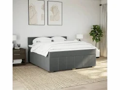 Clicnbuy Somier - 180X200Cm|Cama box spring con colchón tela oscuro 180x200 cm