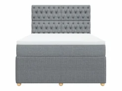 Clicnbuy Cama box spring con colchón tela claro 160x200 cm Gris Clearance
