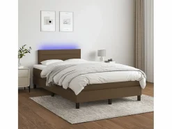 Clicnbuy Cama box spring con colchón y LED tela marrón oscuro 120x190 cm Outlet