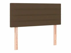 Clicnbuy Cama box spring con colchón y LED tela marrón oscuro 120x190 cm Outlet