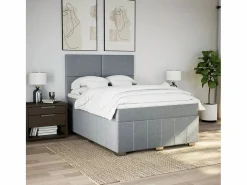 Cama box spring con colchón tela claro 160x200 cm^Clicnbuy Discount