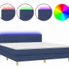 Cama box spring con colchón y LED tela azul 180x200 cm^Clicnbuy