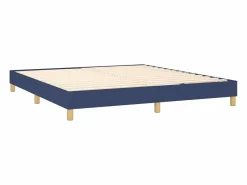 Cama box spring con colchón y LED tela azul 180x200 cm^Clicnbuy