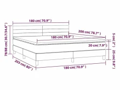 Cama box spring con colchón y LED tela azul 180x200 cm^Clicnbuy