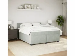 Clicnbuy Somier - 180X200Cm|Cama box spring con colchón terciopelo claro 180x200 cm