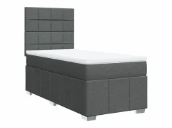 Cama box spring con colchón tela oscuro 90x190 cm^Clicnbuy Sale