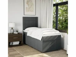 Cama box spring con colchón tela oscuro 90x190 cm^Clicnbuy Sale