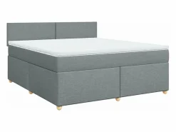 Cama box spring con colchón tela claro 180x200 cm^Clicnbuy Best