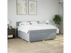 Cama box spring con colchón tela claro 180x200 cm^Clicnbuy Best
