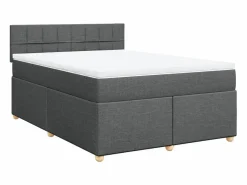 Cama box spring con colchón tela oscuro 160x200 cm^Clicnbuy Discount