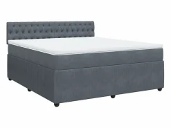 Clicnbuy Cama box spring con colchón terciopelo oscuro 180x200 cm Gris Sale