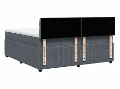 Clicnbuy Cama box spring con colchón terciopelo oscuro 180x200 cm Gris Sale