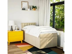 Cama box spring con colchón tela color 90x190 cm^Clicnbuy