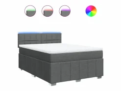 Clicnbuy Somier - 160X200Cm|Cama box spring con colchón tela oscuro 160x200 cm