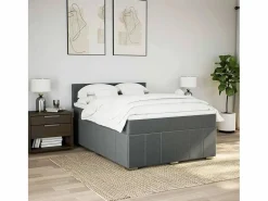 Clicnbuy Somier - 160X200Cm|Cama box spring con colchón tela oscuro 160x200 cm