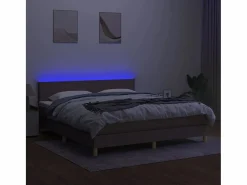 Clicnbuy Cama box spring con colchón LED tela gris taupe 180x200 cm Discount