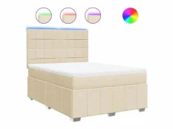 Clicnbuy Cama box spring con colchón tela color 160x200 cm Crema Outlet