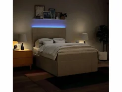 Clicnbuy Cama box spring con colchón tela color 160x200 cm Crema Outlet