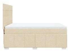 Clicnbuy Cama box spring con colchón tela color 160x200 cm Crema Outlet
