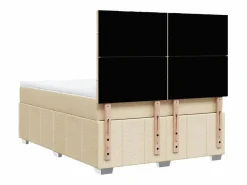 Clicnbuy Cama box spring con colchón tela color 160x200 cm Crema Outlet