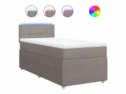 Clicnbuy Cama box spring con colchón tela gris taupe 90x190 cm Topo Hot