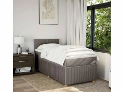 Clicnbuy Cama box spring con colchón tela gris taupe 90x190 cm Topo Hot