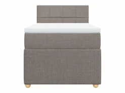 Clicnbuy Cama box spring con colchón tela gris taupe 90x190 cm Topo Hot