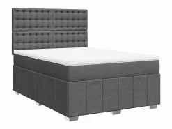 Clicnbuy Somier - 160X200Cm|Cama box spring con colchón tela oscuro 160x200 cm