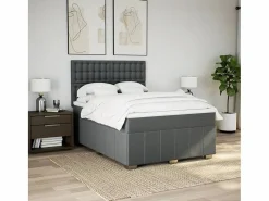 Clicnbuy Somier - 160X200Cm|Cama box spring con colchón tela oscuro 160x200 cm