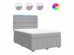 Cama box spring con colchón tela claro 140x200 cm^Clicnbuy Discount