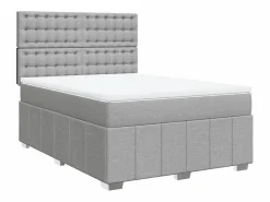 Cama box spring con colchón tela claro 140x200 cm^Clicnbuy Discount