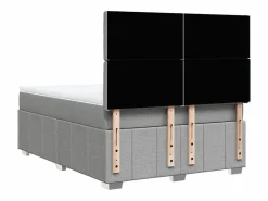 Cama box spring con colchón tela claro 140x200 cm^Clicnbuy Discount