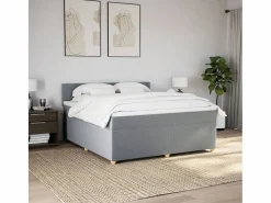 Clicnbuy Somier - 180X200Cm|Cama box spring con colchón tela claro 180x200 cm