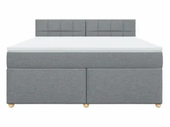 Clicnbuy Somier - 180X200Cm|Cama box spring con colchón tela claro 180x200 cm
