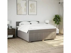 Clicnbuy Cama box spring con colchón tela gris taupe 180x200 cm Topo New