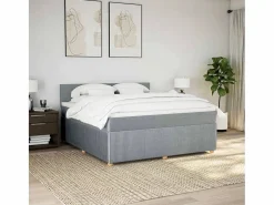 Cama box spring con colchón tela claro 180x200 cm^Clicnbuy