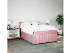 Cama box spring con colchón terciopelo 160x200 cm^Clicnbuy Discount
