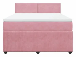 Cama box spring con colchón terciopelo 160x200 cm^Clicnbuy Discount