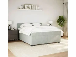 Clicnbuy Somier - 180X200Cm|Cama box spring con colchón terciopelo claro 180x200 cm
