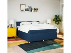 Clicnbuy Cama box spring con colchón tela 180x200 cm Azul Online