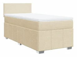 Clicnbuy Cama box spring con colchón tela color 90x190 cm Crema Hot