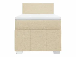 Clicnbuy Cama box spring con colchón tela color 90x190 cm Crema Hot