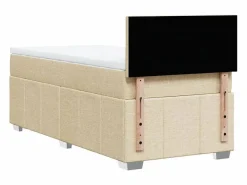 Clicnbuy Cama box spring con colchón tela color 90x190 cm Crema Hot