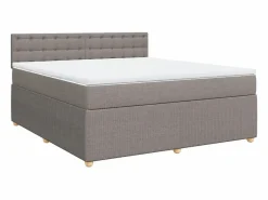 Clicnbuy Somier - 180X200Cm|Cama box spring con colchón tela gris taupe 180x200 cm
