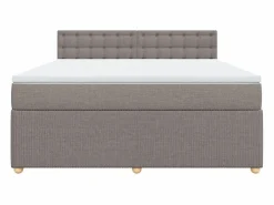 Clicnbuy Somier - 180X200Cm|Cama box spring con colchón tela gris taupe 180x200 cm