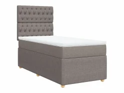 Cama box spring con colchón tela gris taupe 90x190 cm^Clicnbuy Outlet