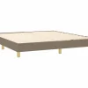 Clicnbuy Cama box spring con colchón LED tela gris taupe 180x200 cm Outlet