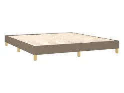 Clicnbuy Cama box spring con colchón LED tela gris taupe 180x200 cm Outlet