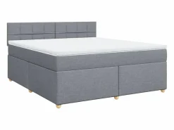 Clicnbuy Base De Cama De Láminas|Somier - 180X200Cm|Cama box spring con colchón tela claro 180x200 cm