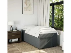 Clicnbuy Somier - 90X190Cm|Cama box spring con colchón tela oscuro 90x190 cm